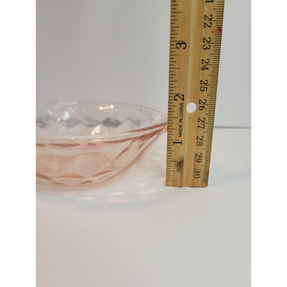 Vintage Pink Depression Glass Thumbprint Bowls Ice Cream Snack Collectible RARE - Picture 7 of 10